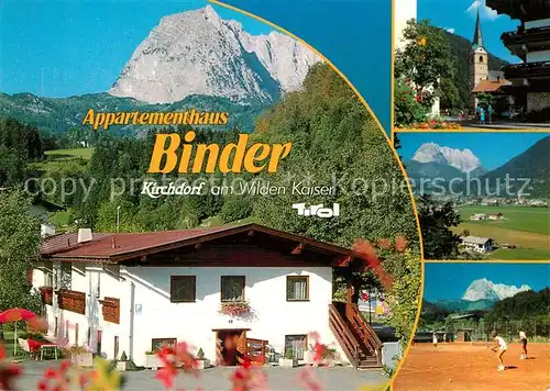 AK / Ansichtskarte Kirchdorf_Tirol Appartementhaus Binder Kaisergebirge Kirche Tennisplatz Kirchdorf Tirol