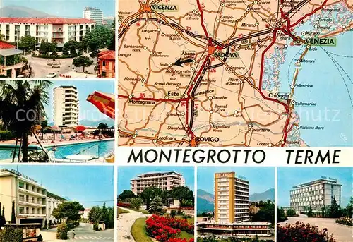 AK / Ansichtskarte Montegrotto_Terme Carta Automobilistica Strassenkarte Hotels Montegrotto Terme