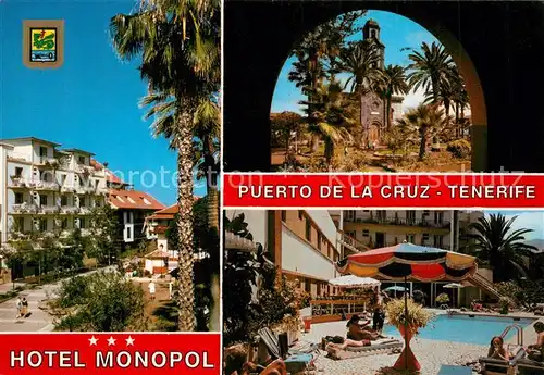 AK / Ansichtskarte Puerto_de_la_Cruz Hotel Monopol Piscina Iglesia Puerto_de_la_Cruz