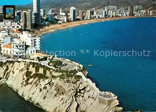 AK / Ansichtskarte Benidorm Castillo y Playa de Levante vista aerea Benidorm