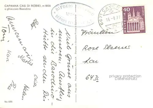 Robiei_Cavergno Capanna Cas di Robiei e ghiacciaio Basodino Berghuette Tessiner Alpen Robiei Cavergno