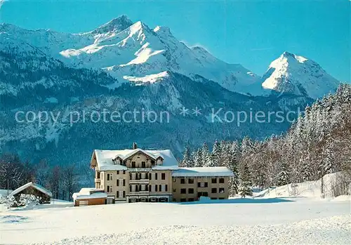 Hasliberg_Hohfluh Hotel Bellevue evangelisches Erholungsheim Winterlandschaft Alpen Hasliberg Hohfluh