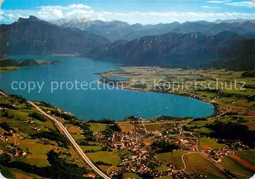 Mondsee_Salzkammergut Ferien  und Badeort mit Schafberg Hoher Dachstein Fliegeraufnahme Mondsee Salzkammergut