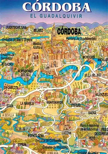 Cordoba_Andalucia El Guadalquivir Mapa Landkarte Cordoba Andalucia