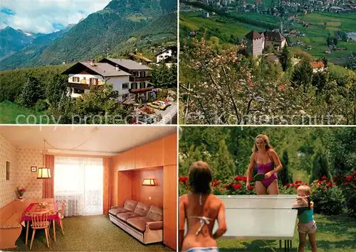 Dorf_Tirol Gaestehaus Pension Tischtennis Schloss Baumbluete Dorf_Tirol