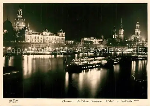 Foto_Hahn_Nr. 10852 Dresden Br?hlsche Terrasse Schloss Hofkirche Dampfer Foto_Hahn_Nr.