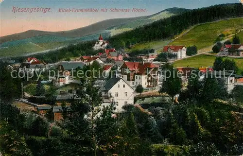 AK / Ansichtskarte Krummhuebel_Riesengebirge Panorama mit Schwarze Koppe Krummhuebel Riesengebirge