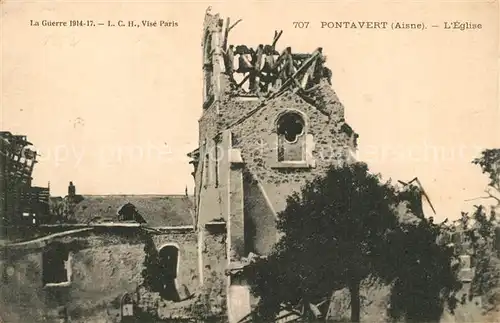 AK / Ansichtskarte Pontavert Eglise Grande Guerre 1914   1917 des ruines Truemmer 1. Weltkrieg Pontavert