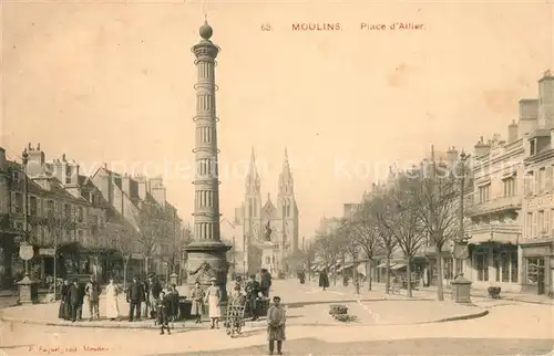 AK / Ansichtskarte Moulins_Allier Place d Allier Monument Eglise Moulins Allier