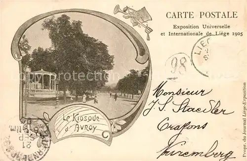 AK / Ansichtskarte Exposition_Universelle_Liege_1905 Kiosque d Avroy  