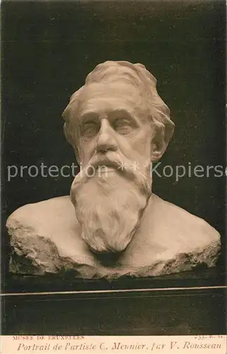 AK / Ansichtskarte Skulpturen Portrait de l Artiste C. Meunier par V. Rousseau 