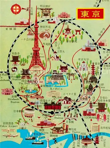 AK / Ansichtskarte Tokyo Lageplan Tokyo