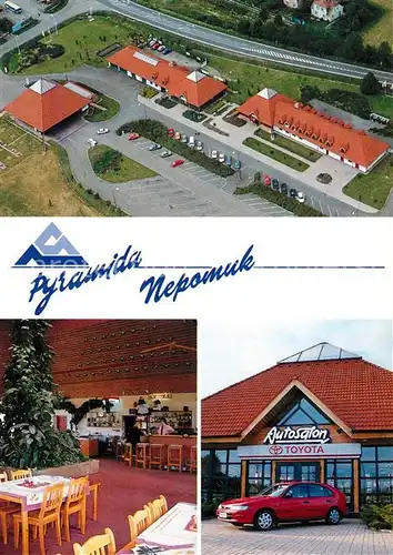 AK / Ansichtskarte Nepomuk_Pomuk Motel Pyramida restaurace Cerpaci Stanice Autosalon Toyota Nepomuk Pomuk