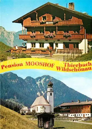 AK / Ansichtskarte Thierbach_Wildschoenau Pension Mooshof Ortsmotiv mit Kirche Alpen Thierbach Wildschoenau