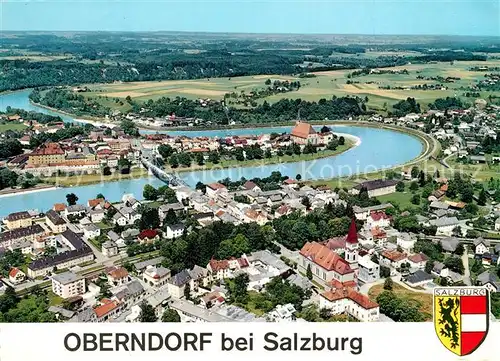 AK / Ansichtskarte Oberndorf_Laufen Panorama mit Salzach Fliegeraufnahme Oberndorf_Laufen