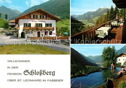 AK / Ansichtskarte St_Leonhard_Passeier Pension Schlossberg Swimming Pool Landschaftspanorama Alpen St_Leonhard_Passeier
