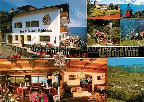AK / Ansichtskarte Moelten_Suedtirol Gasthof Etschblick Restaurant Terrasse Wandern Reiten Bergbahn Landschaftspanorama Moelten Suedtirol