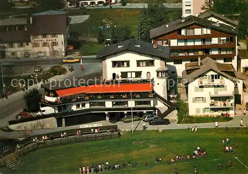 AK / Ansichtskarte Lenzerheide_GR Cafe Restaurant Aurora Fussballplatz Fliegeraufnahme Lenzerheide GR