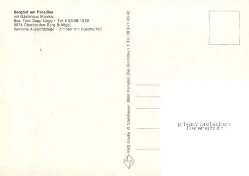 AK / Ansichtskarte Oberstaufen Berghof am Paradies Oberstaufen