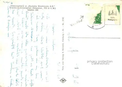 AK / Ansichtskarte Hinterzarten Erholungsheim Erlenbruck der Dt Rhodiaceta Hinterzarten