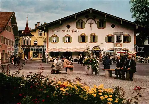 AK / Ansichtskarte Oberammergau Dorfplatz Hotel Alte Post Oberammergau
