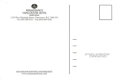 AK / Ansichtskarte Vancouver_British_Columbia Renaissance Vancouver Hotel Harbourside Vancouver_British