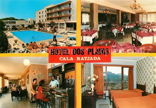 AK / Ansichtskarte Cala_Ratjada Hotel dos Playas Gastraum Bar Pool Zimmer Cala_Ratjada