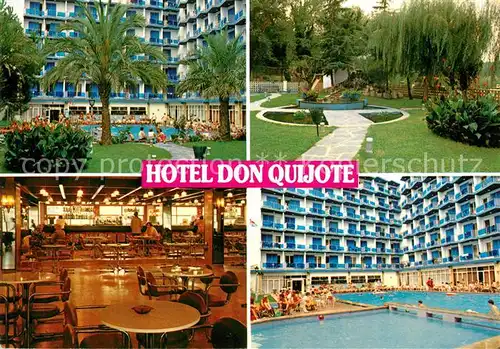 AK / Ansichtskarte Lloret_de_Mar Hotel Don Quijote Gastraum Park Pool Lloret_de_Mar