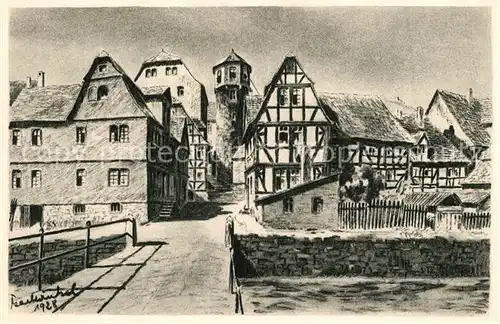 AK / Ansichtskarte Lauterbach_Hessen Ankerturm Kohlezeichnung Lauterbach Hessen