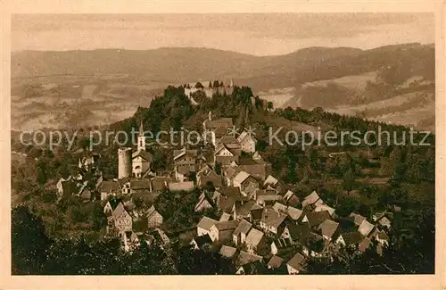 AK / Ansichtskarte Lindenfels_Odenwald Panorama mit Schloss Lindenfels Odenwald