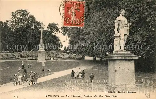 AK / Ansichtskarte Rennes_Ille et Vilaine Le Thabor Statue de Du Guesclin 
