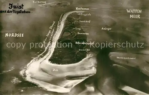AK / Ansichtskarte Juist_Nordseebad Inselkarte aus der Vogelschau Juist_Nordseebad