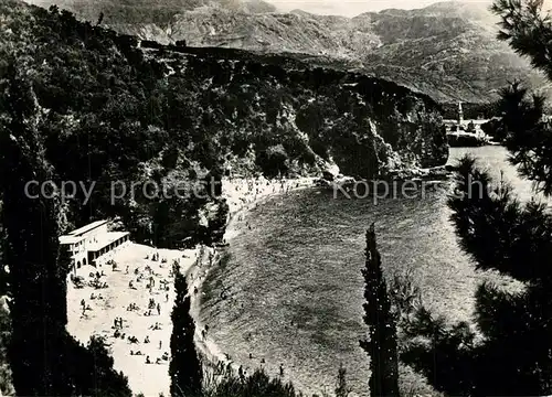AK / Ansichtskarte Budva Plaza Mogren Bucht Badestrand Berge Budva