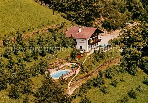 AK / Ansichtskarte Dorf_Tirol Pension Cafe Farmerkreuz Jausenstation Swimming Pool Fliegeraufnahme Dorf_Tirol