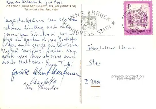 AK / Ansichtskarte Terlan Gasthof Huber Schwarz Etschtal Terlan