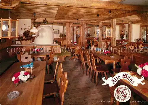 AK / Ansichtskarte Regensburg Alte Muenze Fischmarkt Oberpfaelzer Schmankerlkueche Regensburg