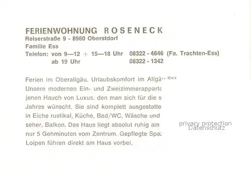 AK / Ansichtskarte Oberstdorf Ferienwohnung Roseneck Oberstdorf
