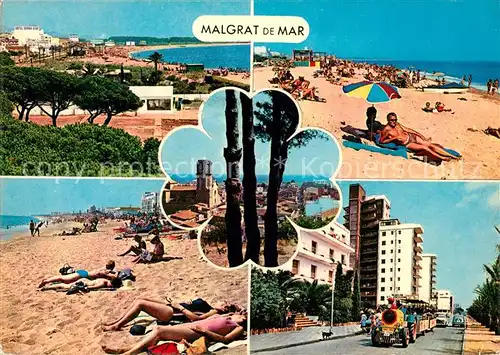 AK / Ansichtskarte Malgrat_de_Mar Strandpartien Strassenbaehnle Malgrat_de_Mar