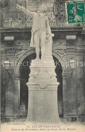 AK / Ansichtskarte Aix en Provence Statue de Mirabeau dans la Cour de la Mairie Aix en Provence