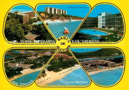 AK / Ansichtskarte Bahia_de_Alcudia Fliegeraufnahmen Hotels Las Gaviotas Ses Fotges Los Principes Playe Esperanza Bahia_de_Alcudia