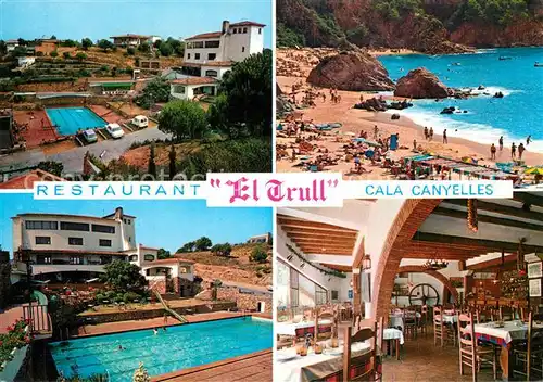 AK / Ansichtskarte Cala_Canyellas Strand Pool Restaurant Hostal El Trull Cala_Canyellas