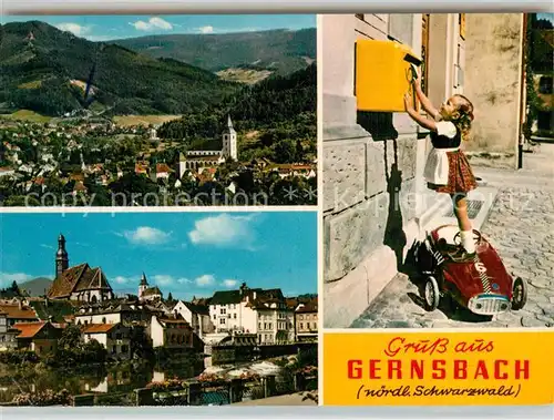 AK / Ansichtskarte Gernsbach Panorama Teilansicht Maedchen am Postkasten Gernsbach