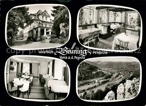 AK / Ansichtskarte Vorra_Pegnitz Gasthof Pension Bruening Gastraeume Panorama Vorra Pegnitz