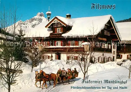 AK / Ansichtskarte Filzmoos Gasthof Pension Mandlinghof Fiakerwirt Pferdeschlitten Winterlandschaft Filzmoos