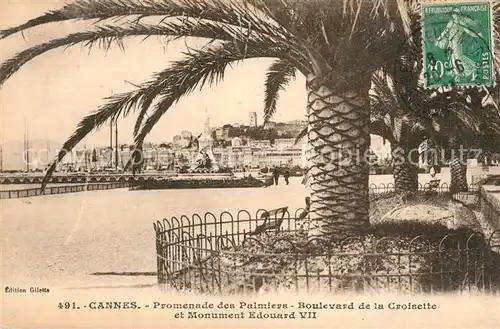 AK / Ansichtskarte Cannes_Alpes Maritimes Promenade des Palmiers Boulevard de la Croisette et Monument Edouard VII Cannes Alpes Maritimes