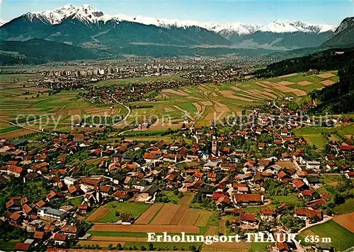 AK / Ansichtskarte Thaur mit Olympiastadt Innsbruck und Stubaier Alpen Fliegeraufnahme Thaur