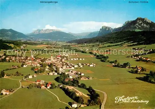 AK / Ansichtskarte Thalgau Sommerfirsche Hoellengebirge Schober Alpenpanorama Fliegeraufnahme Thalgau