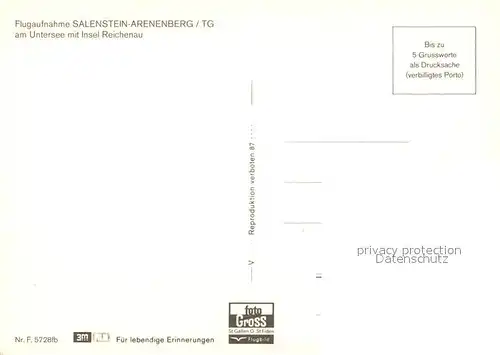 AK / Ansichtskarte Arenenberg Untersee Insel Reichenau Fliegeraufnahme Arenenberg