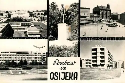 AK / Ansichtskarte Osijek_Croatia Teilansichten Gebaeude Siedlung Wohnblocks Denkmal Osijek Croatia