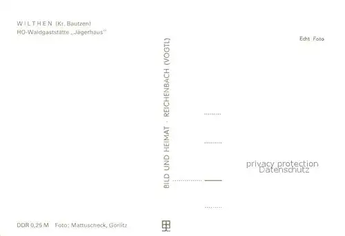 AK / Ansichtskarte Wilthen HO Waldgaststaette Jaegerhaus Wilthen